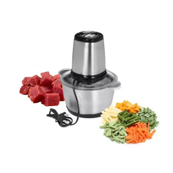 Tocator electric pentru carne si legume, 4 lame inox, 2 viteze, bol inox 2L