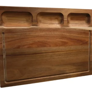 Tocător cu 3 compartimente pentru sortare și canal pentru suc - Lemn de acacia - 17" x 12.2" (43 cm x 31 cm)
