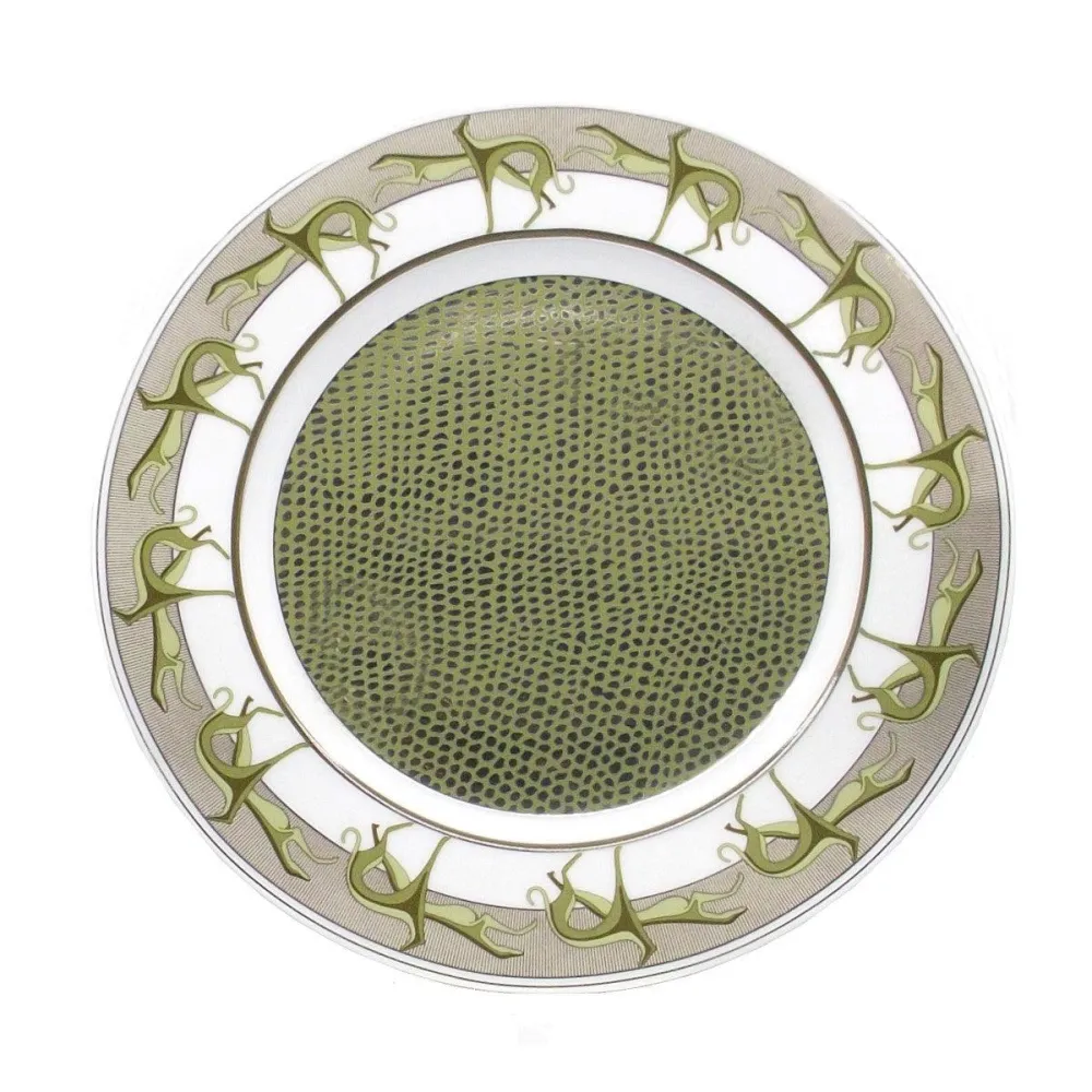 Trussardi set de 4 farfurii de desert din portelan Limoges Franta, finisaj platinat -0600