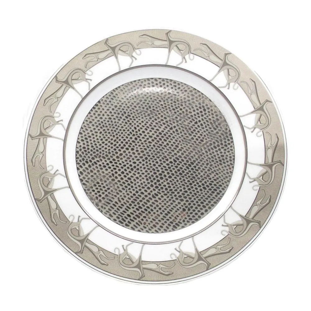 Trussardi set de 4 farfurii de desert din portelan Limoges Franta, finisaj platinat -0600