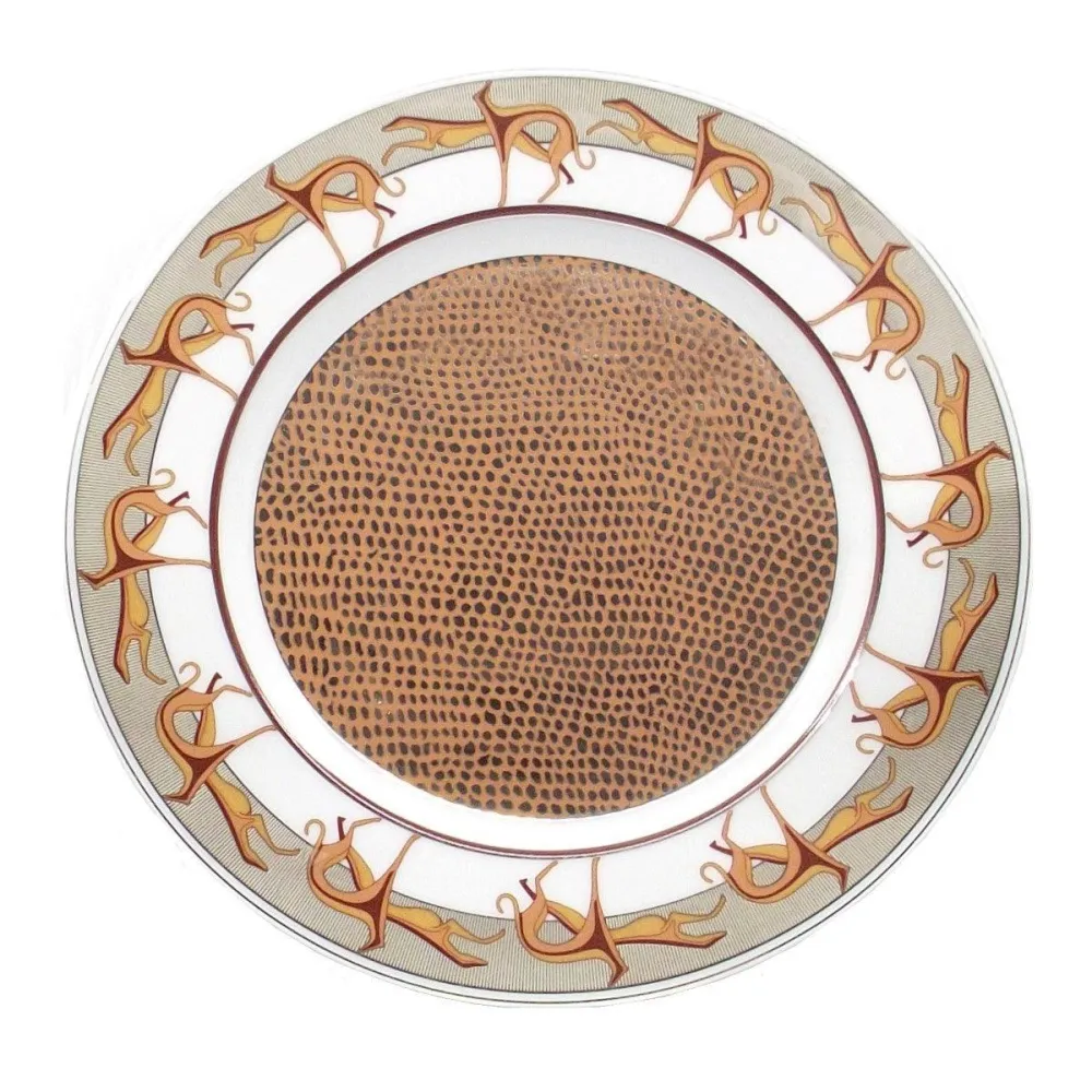 Trussardi set de 4 farfurii de desert din portelan Limoges Franta, finisaj platinat -0600