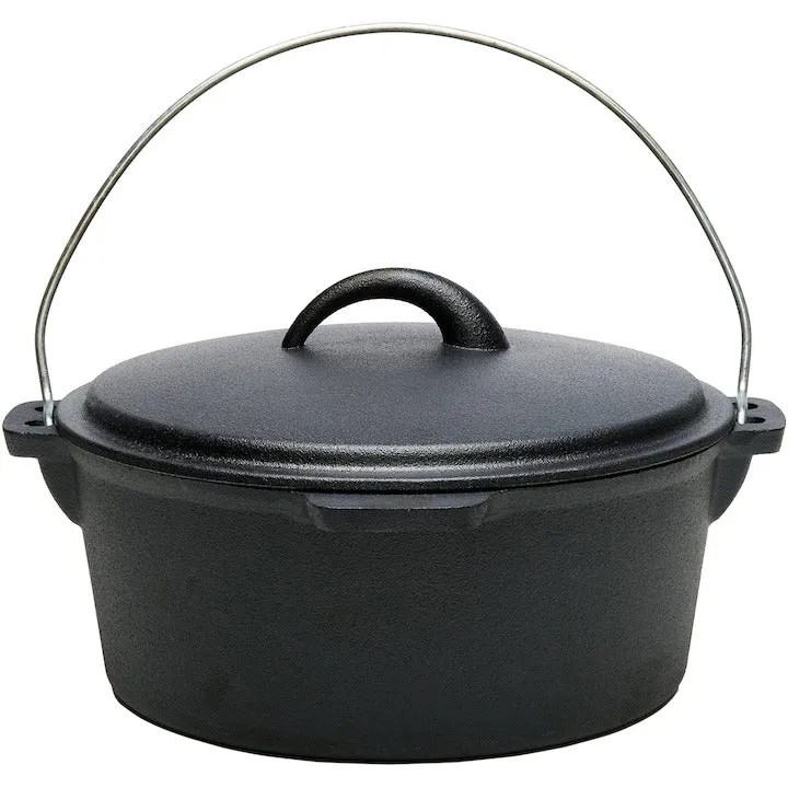 Tuci din Fonta Pura cu Capac, 3.5 Litri, Diametru 25 cm, Culoare Neagra