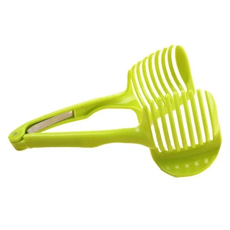 Ustenisla de bucatarie tip cleste pentru feliat fructe si legume Vivimall, material ABS, 8 x 18.5 cm, verde