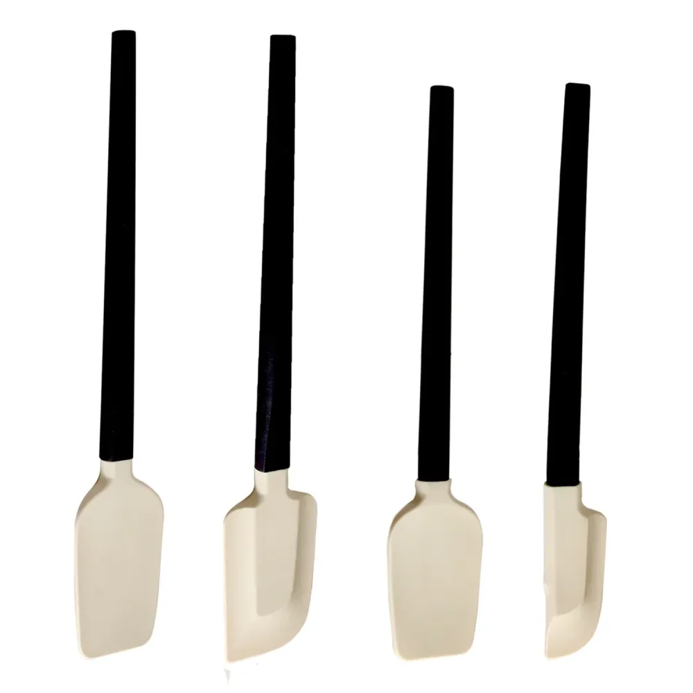 Ustensile de Bucatarie, Vivimall, Set din 4 bucati, din Silicon si Lemn, Spatule de Diferite Dimensiuni, Termo rezistente,...