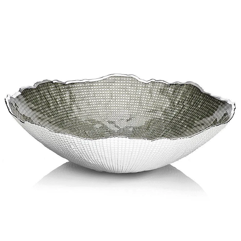 Vas central Ottaviani Infinity 31cm H.8.5cm sticla argintie verde salvie 800387V