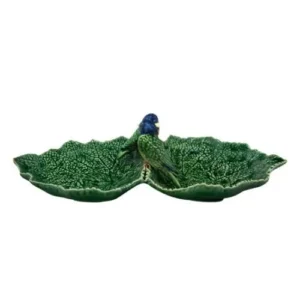 Vas ceramic dublu cu pasari albastre, 34 cm, Cineraria - Bordallo Pinheiro