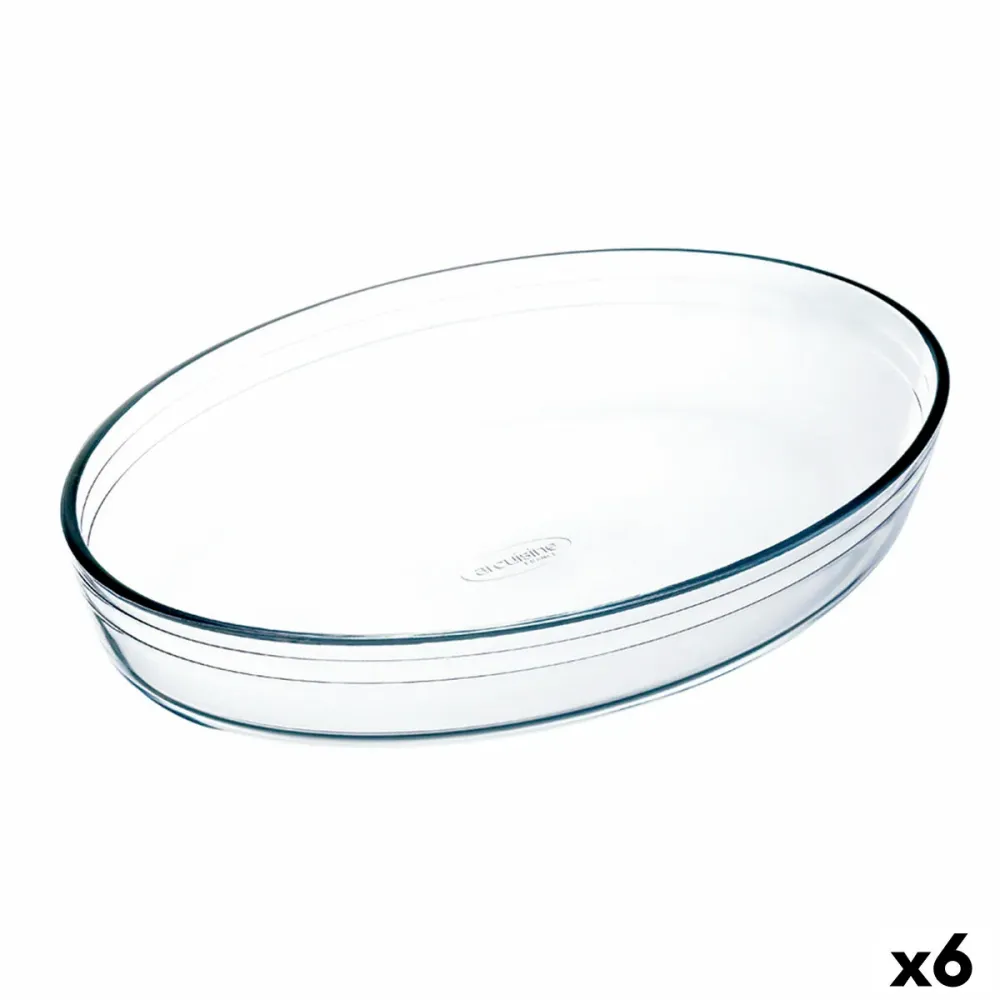 Vas pentru Cuptor Ô Cuisine Oval 26,2 x 17,9 x 6,2 cm Transparent Sticlă (6 Unități)