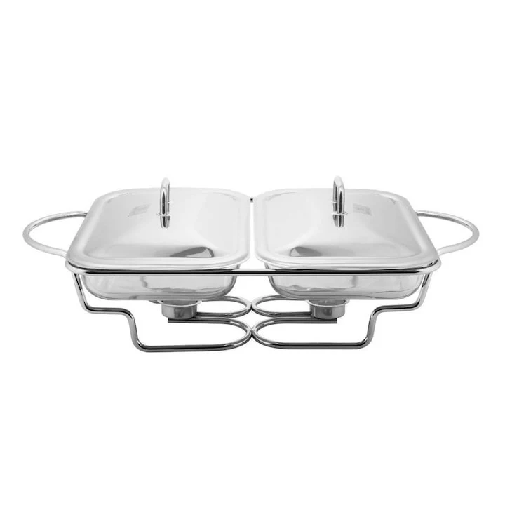 Vas de servit din Sticla cu Suport si Incalzitor , 2 x 1.5l, Capac din Inox