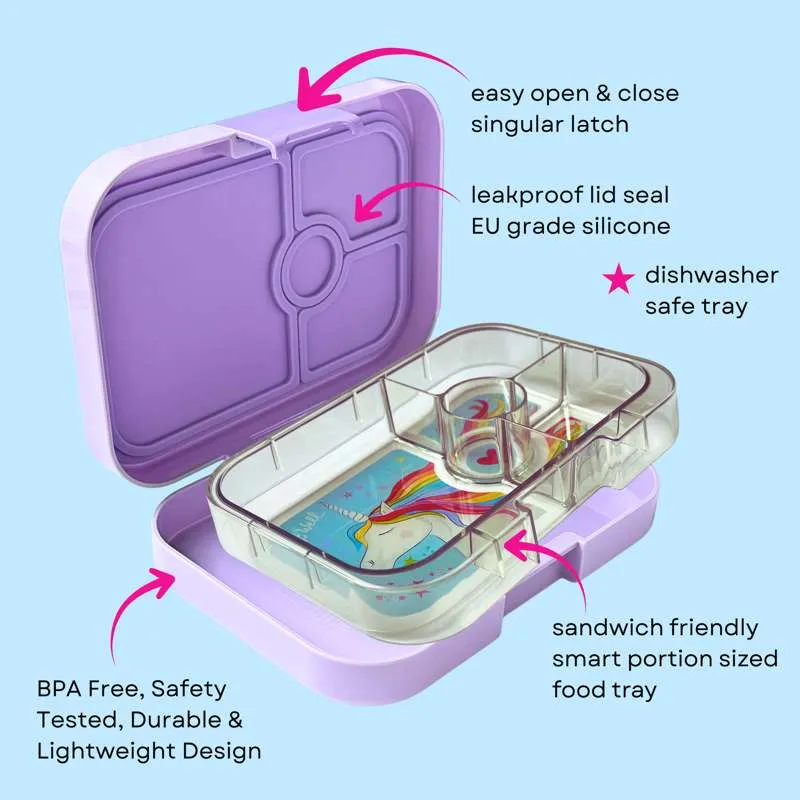 Yumbox Cutie pentru prânz - Panino - 4 compartimente - Lavandă Purpurie/Unicorn