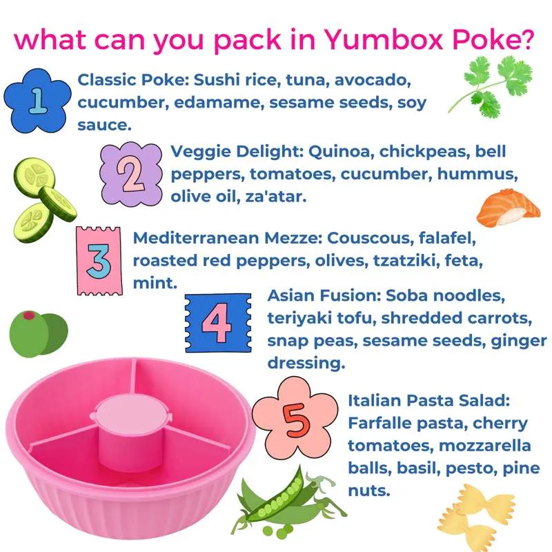 Yumbox Cutie pentru prânz - Poke Love Bowl - 4 compartimente - Roz Guava