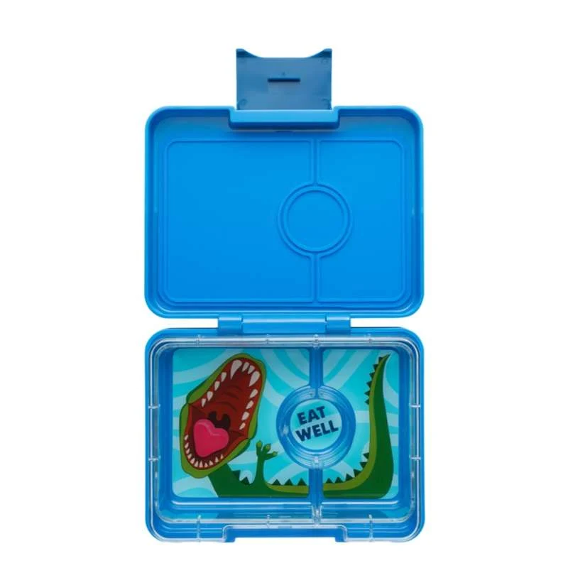 Yumbox Cutie de prânz - Gustare mică - 3 compartimente - Surf Blue/Dinozaur