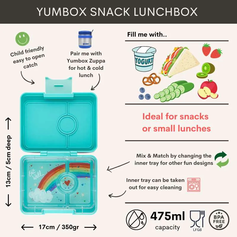 Yumbox Cutie de prânz - Gustare mică - 3 compartimente - Surf Blue/Shark