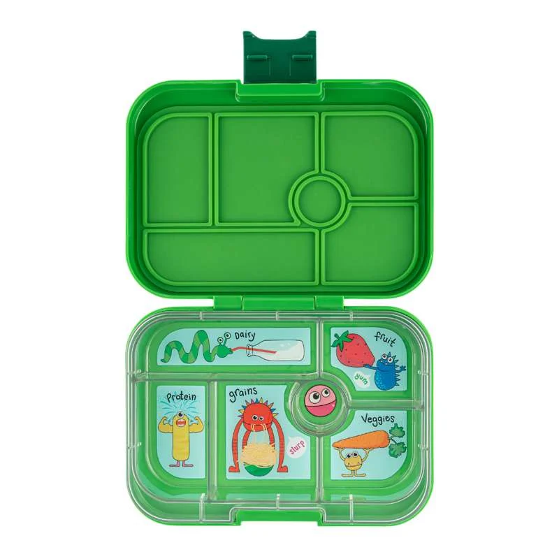 Yumbox Cutie de prânz - Original - 6 compartimente - Jurassic Green/Monstri Amuzanți