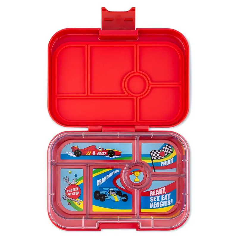 Yumbox Cutie de prânz - Original - 6 compartimente - Roar Red/Mașini de curse