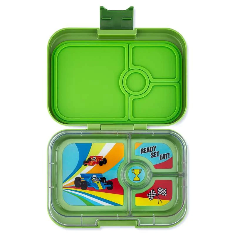 Yumbox Cutie de prânz - Panino - 4 compartimente - Matcha Green/Mașini de curse