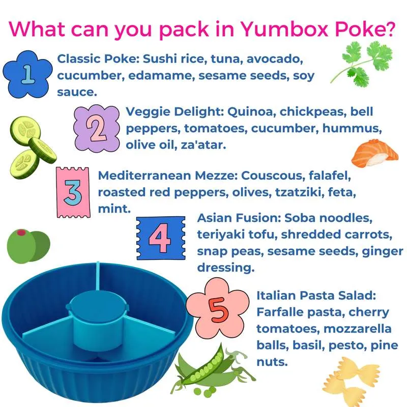 Yumbox Cutie de prânz - Poke Love Bowl - 4 compartimente - Lagoon Blue