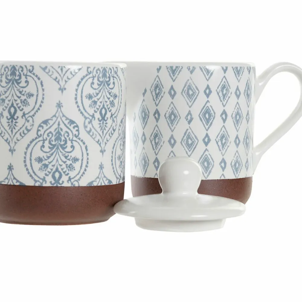 Zaharniță DKD Home Decor Albastru Alb Maro Gresie 12,5 x 6,5 x 8 cm (2 pcs)