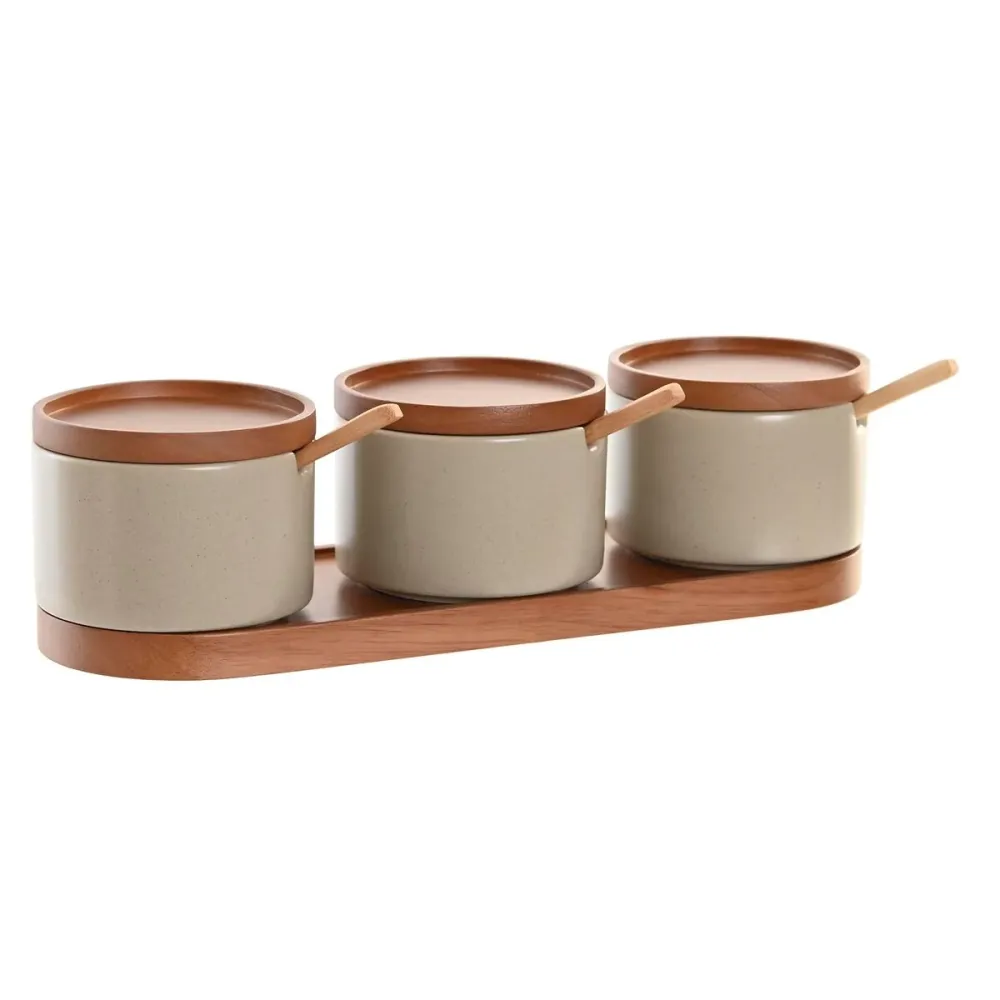 Zaharniță DKD Home Decor 29 x 10 x 7 cm Bej Maro Lemn de cauciuc (7 Unități)