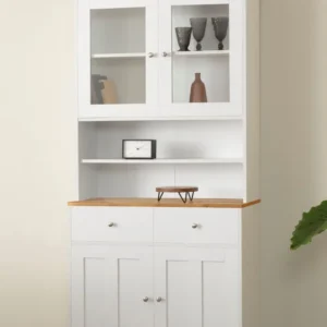 Bufet Kate alb cu aspect de lemn, 88 cm latime