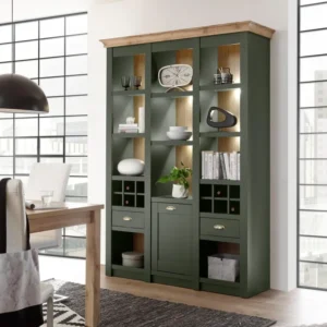 Bufet vitrina »Cambridge« cu design elegant verde inchis, 147 cm latime