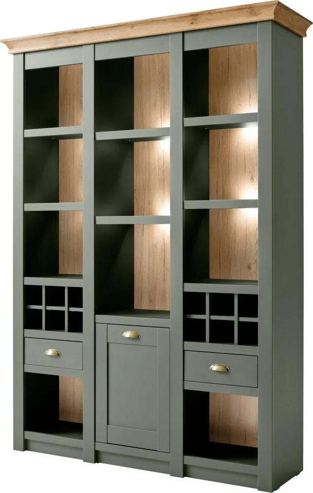 Bufet vitrina »Cambridge« cu design elegant verde inchis, 147 cm latime