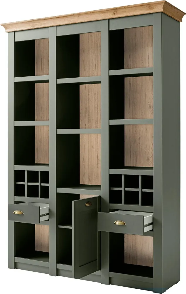 Bufet vitrina »Cambridge« cu design elegant verde inchis, 147 cm latime