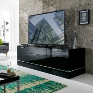 Comodă TV CUBE, Leonardo, neagră, 189 cm