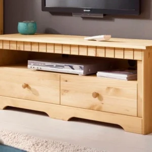 Comodă TV din lemn de pin natur Pohl 120 cm lățime