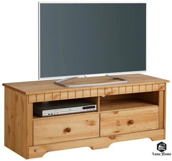 Comodă TV din lemn de pin natur Pohl 120 cm lățime