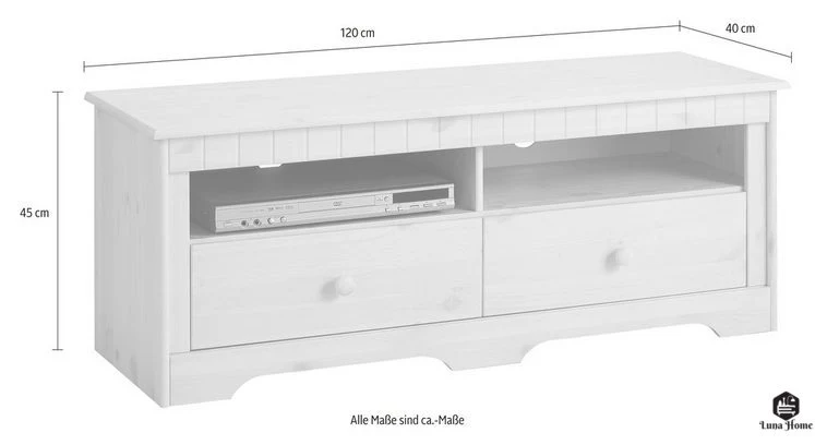 Comodă TV din lemn de pin natur Pohl 120 cm lățime