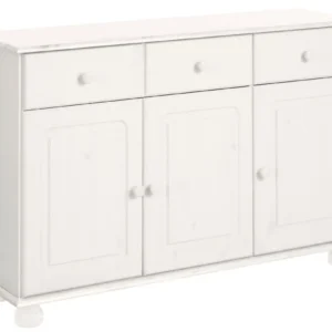 Comodă Mette din lemn de pin alb rustic, lățime 120 cm