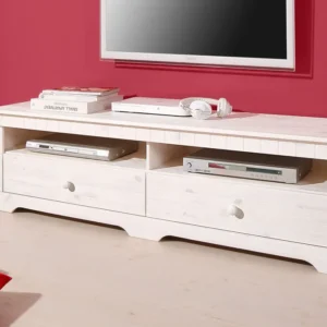 Comodă TV Pöhl din lemn masiv de pin alb, 160 cm