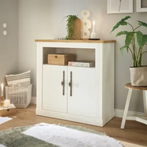 Comodă »Westminster« alb cu aspect de lemn, 92 cm latime