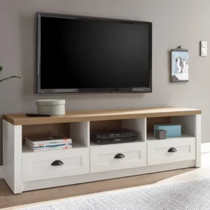 Comoda Tv Beauvais cu aspect de lemn, 160 cm latime