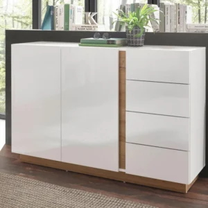 Comoda »CLAiR« alb lucios cu design modern, lățime 138 cm