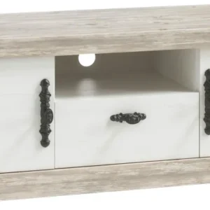 Comoda TV Florenz cu aspect de lemn de pin alb, lățime 156 cm