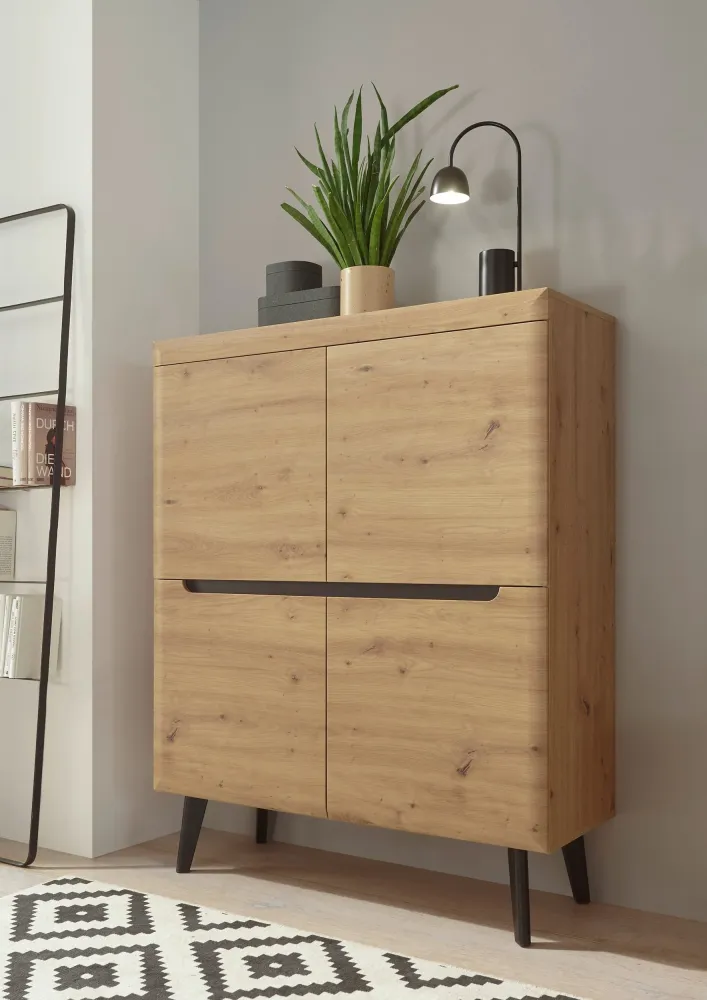 Comoda inalta »Torge« cu design scandinav, aspect de lemn, 107 cm latime