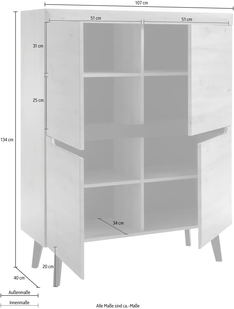 Comoda inalta »Torge« cu design scandinav, aspect de lemn, 107 cm latime
