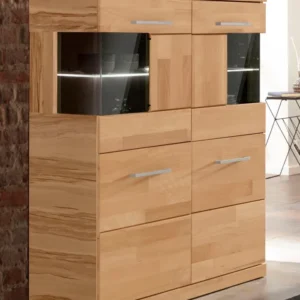 Comoda inalta Woltra »Ribe« cu fronturi din fag natur latime 85 cm