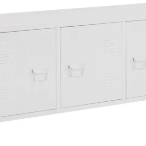Comoda Tv industriala Jensjorg alba din metal, 120 cm