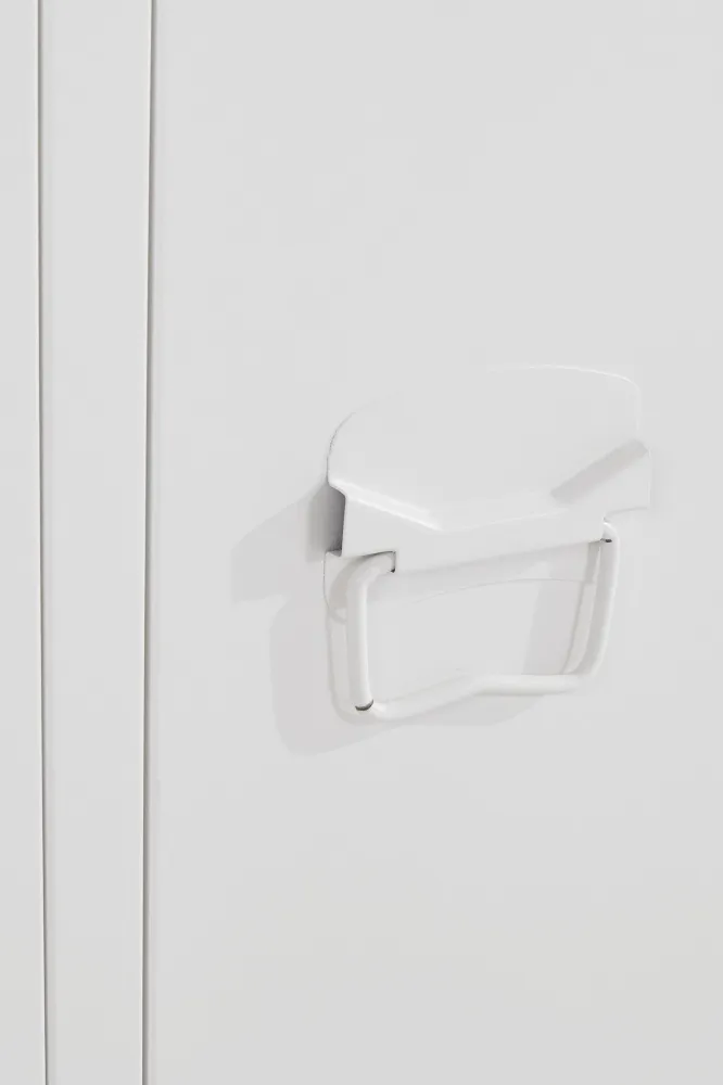 Comoda Tv industriala Jensjorg alba din metal, 120 cm