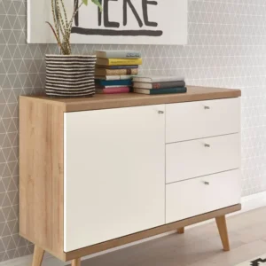 Comoda »Merle« design scandinav culoare alb-stejar latime 107 cm