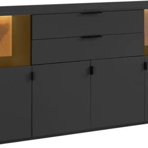 Comoda Modena Quadrato din Mdf antracit cu sticla 170 cm