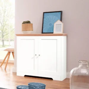 Comoda Nanna cu aspect de lemn alb, 82 cm latime