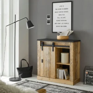Comoda »SHERWOOD« cu aspect de lemn, usa tip hambar, lățime 93 cm