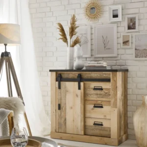 Comoda »SHERWOOD« cu aspect de lemn, usi tip hambar, lățime 93 cm