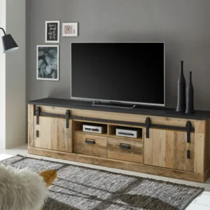 Comoda Tv »SHERWOOD« cu aspect de lemn, usi tip hambar, lățime 201 cm