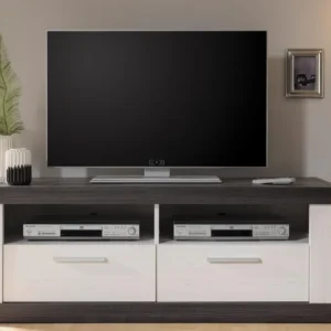 Comoda Tv Siena cu aspect de lemn alba, 135 cm latime