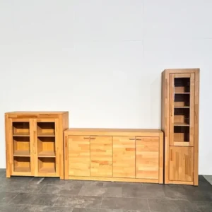Set de living Woltra 3 piese, cu fronturi din fag natur