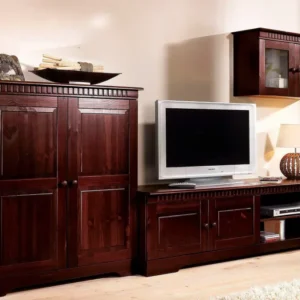 Set pentru living Cubrix din lemn masiv de pin maro inchis 3 piese
